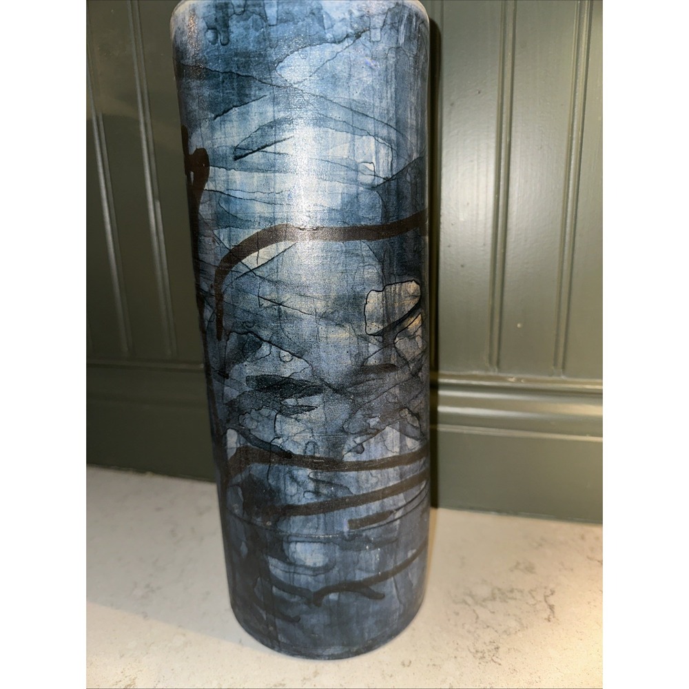 Gerhard Liebenthron Brutalist Studio Pottery Vase 12.5 Blue Black Germany 1970s - Picture 4 of 8
